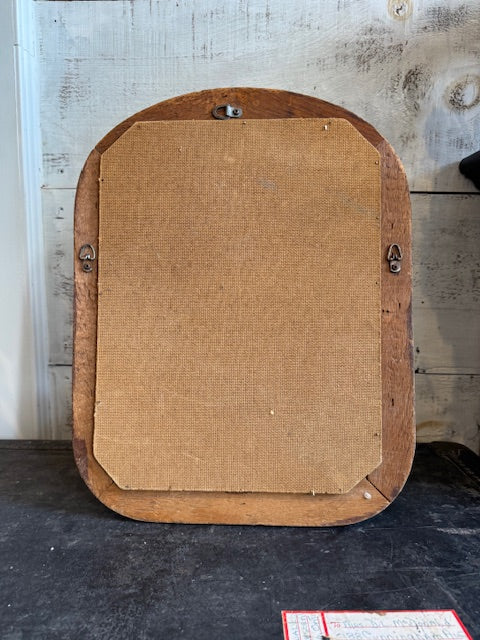 Vintage Rounded Wooden Mirror