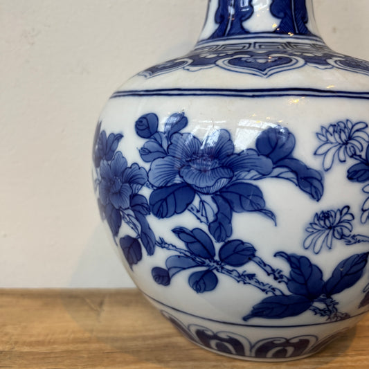 Vintage Hand Painted Blue&White Floral Vase