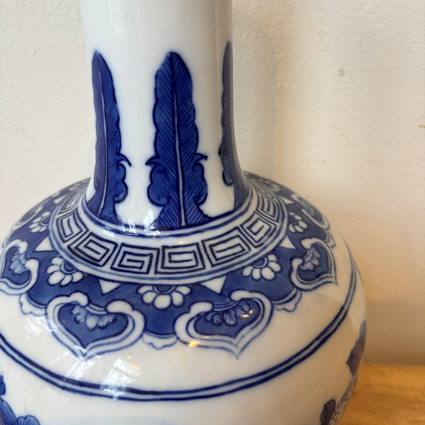 Vintage Hand Painted Blue&White Floral Vase