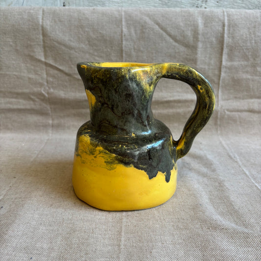 Vintage Pottery Jug - Yellow + Green
