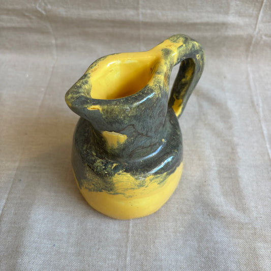 Vintage Pottery Jug - Yellow + Green