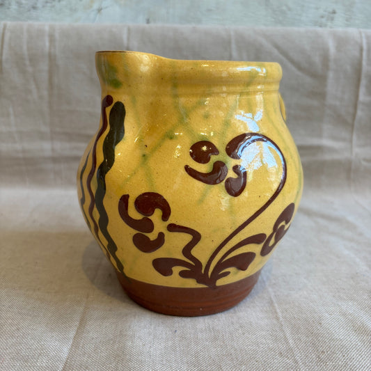 Vintage Yellow Jug w/ Brown Design