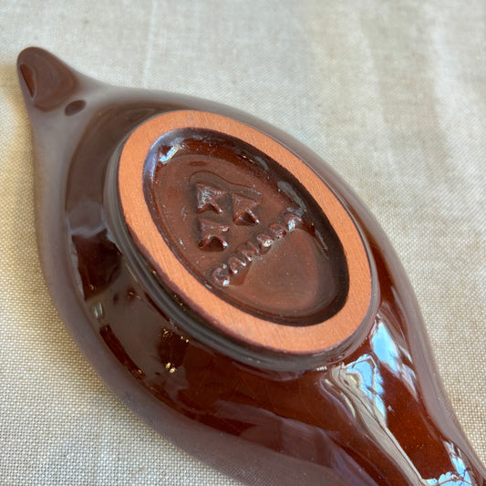 Vintage Pottery Leaf Shape Candle Holdesr - Yellow/Brown (Set of 2)