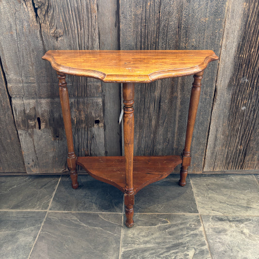 Antique D-Shape Wooden Side Table