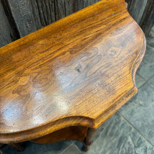 Antique D-Shape Wooden Side Table