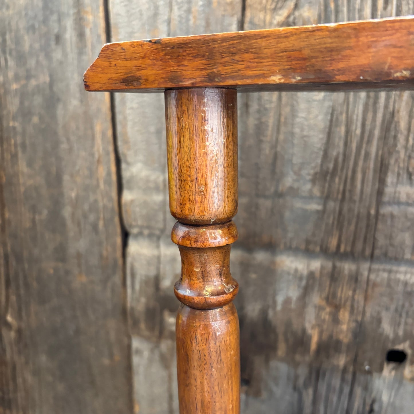 Antique D-Shape Wooden Side Table