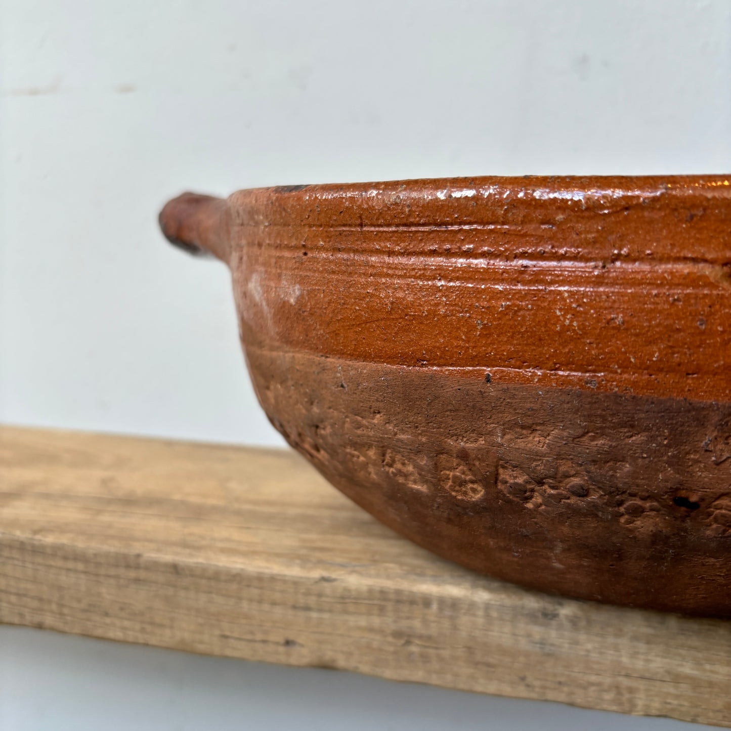 Vintage Terracotta Clay Glazed Bowl - LG