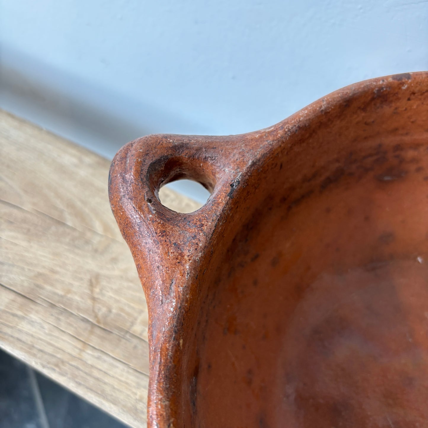 Vintage Terracotta Clay Glazed Bowl - LG