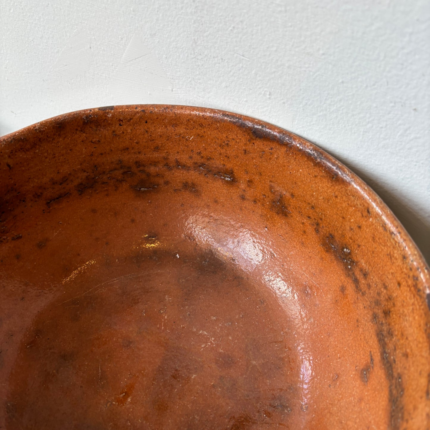 Vintage Terracotta Clay Glazed Bowl - LG