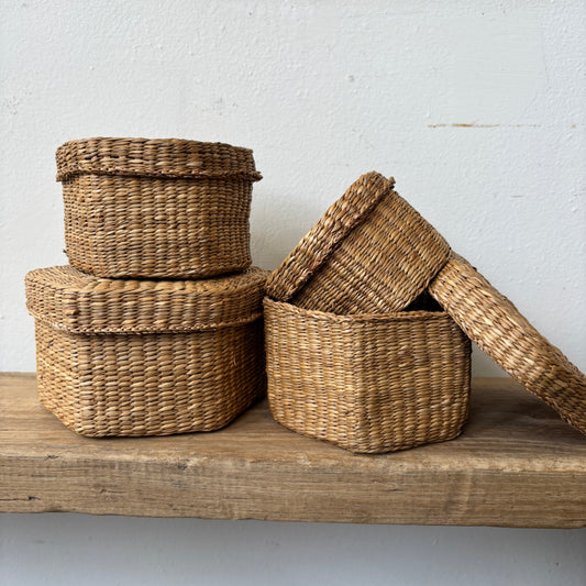 Vintage Sweetgrass Hexagon Basket