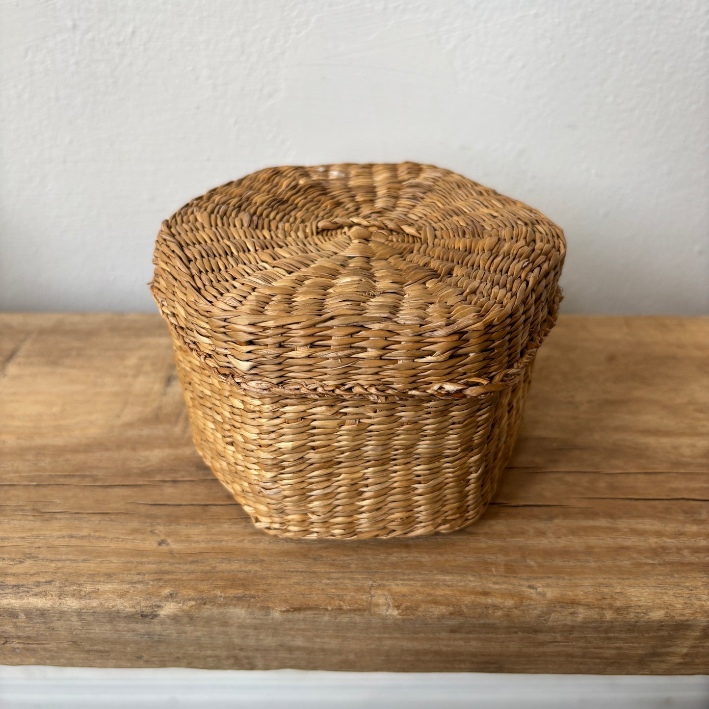 Vintage Sweetgrass Hexagon Basket