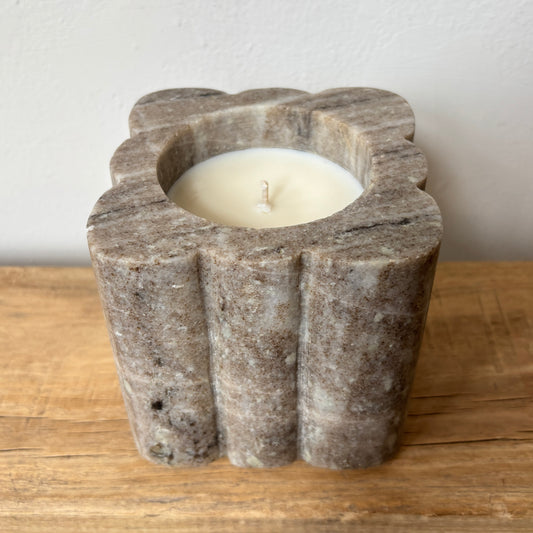 Handmade Soy Candle Tobacco Leaf - Grey Marble Jar