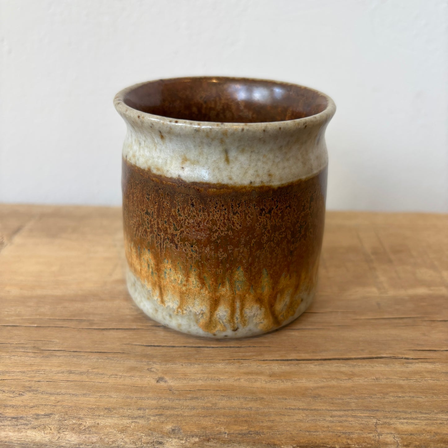 Mini Reactive Glaze Ceramic Pot - Beige & Rust