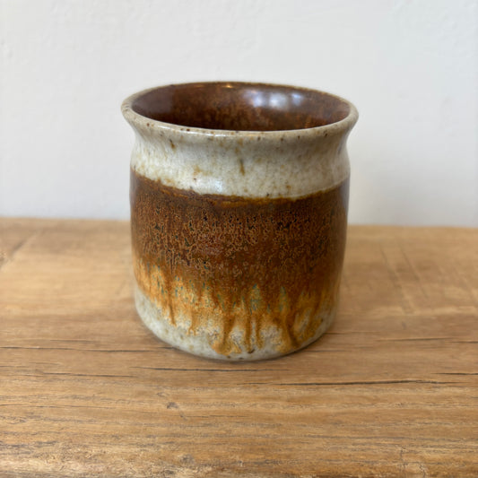 Mini Reactive Glaze Ceramic Pot - Beige & Rust