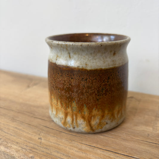 Mini Reactive Glaze Ceramic Pot - Beige & Rust