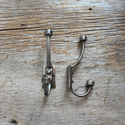 Lance Double Hook: Cast Iron, antique silver