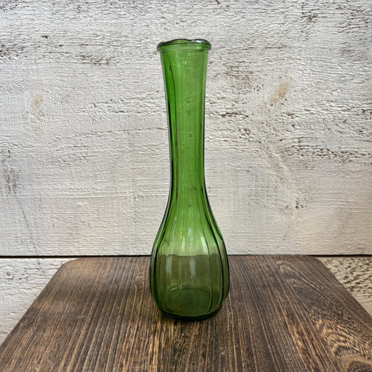 Vintage Glass Slim Vase - Green