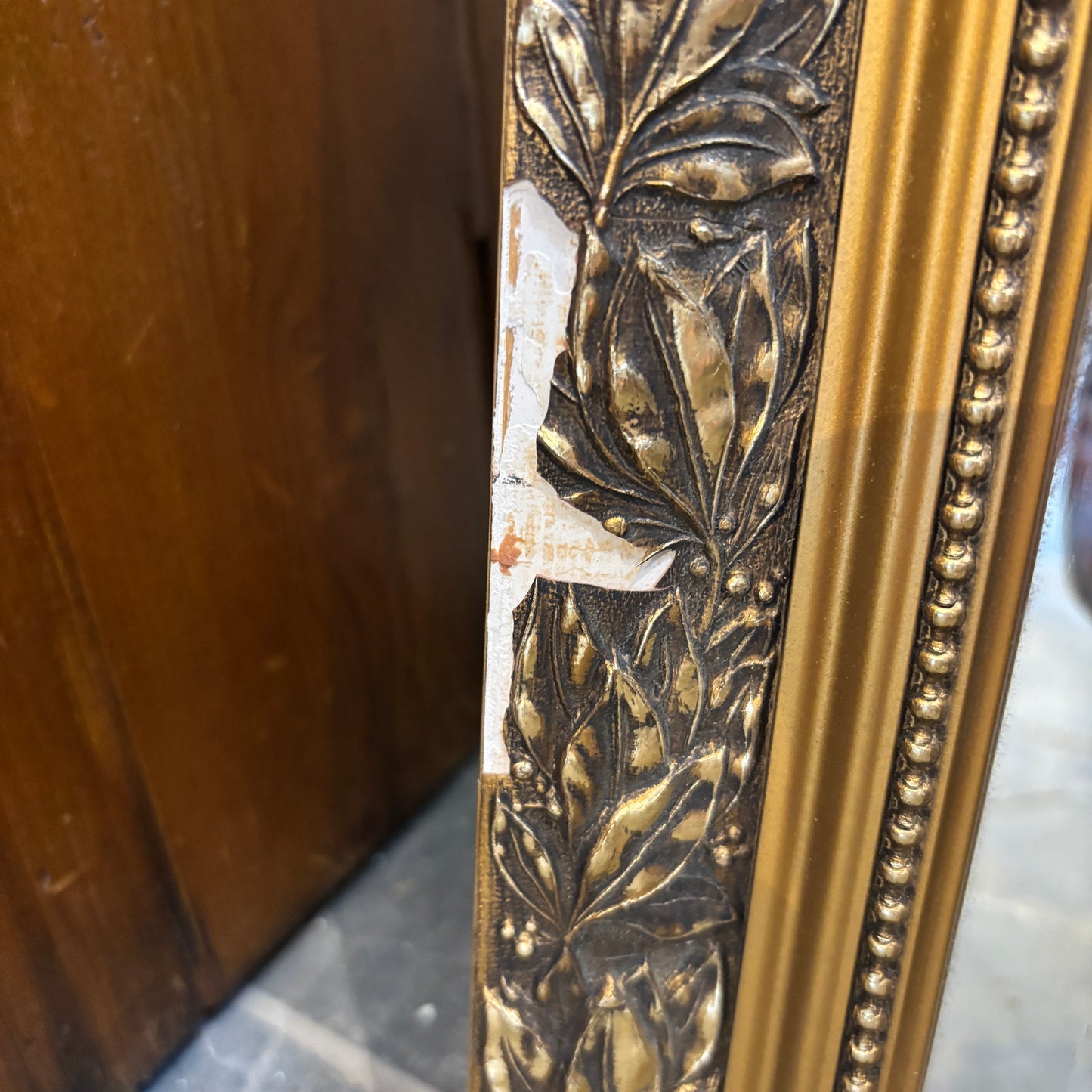 Vintage Ornate Gilt Frame Bevelled Mirror - Rectangle