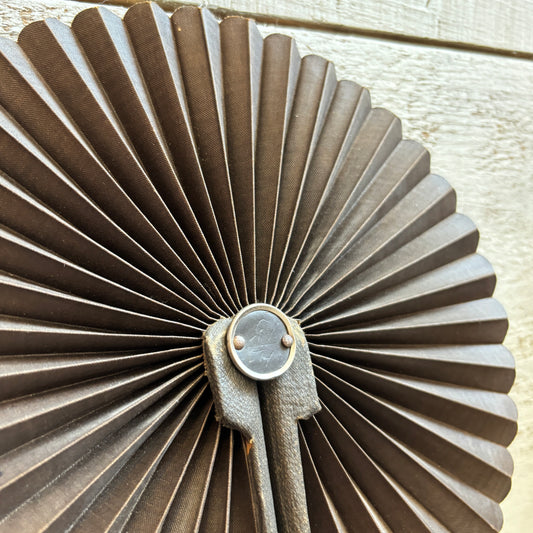 Antique Cockade Victorian Mourning Folding Fan - Black