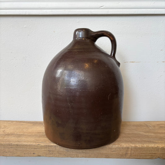 Vintage Stoneware Finger Loop Jug - Solid Brown