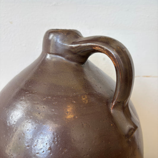 Vintage Stoneware Finger Loop Jug - Solid Brown