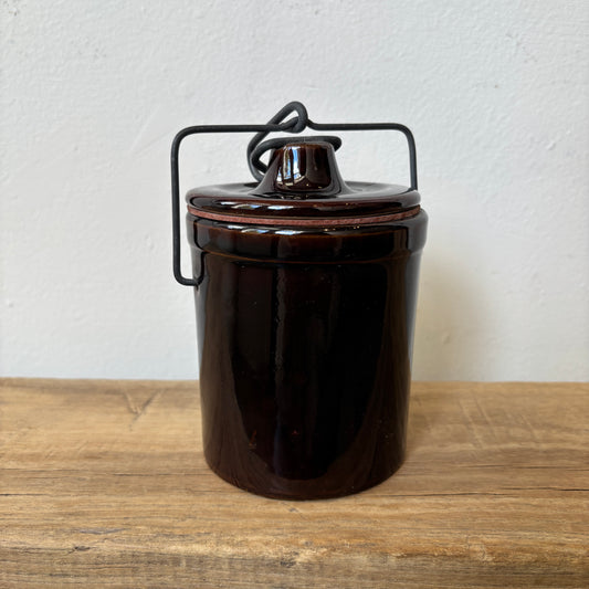 Vintage Stoneware Butter/Cheese Crock w/ Lid