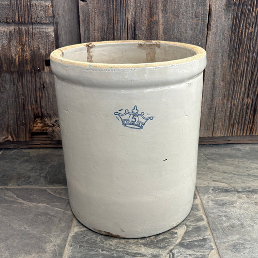Vintage #5 Open Stoneware Crock - Cream
