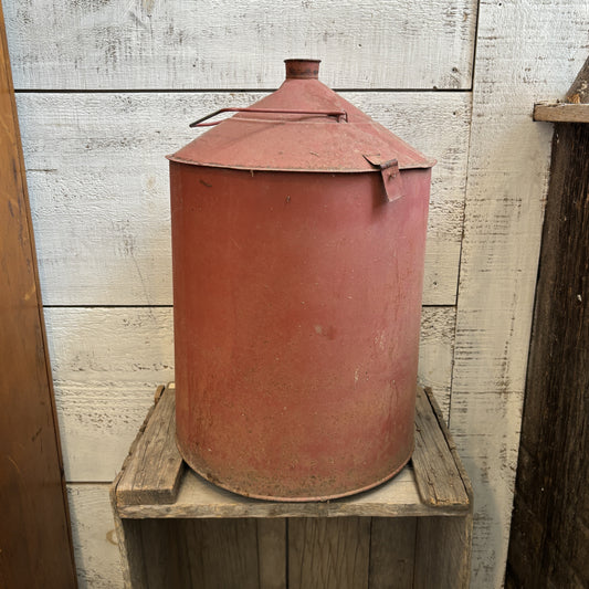 Vintage Galvanized Metal Gas Can w/Cork - Red