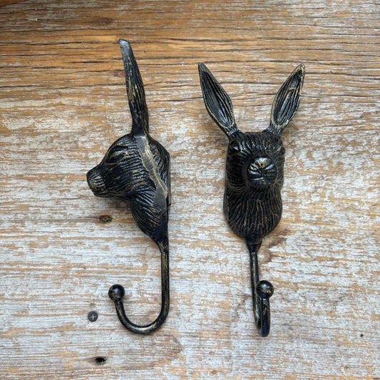 Antique Brass Rabbit Hook - Single