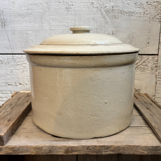 Vintage Crock #2 w/Lid - Beige