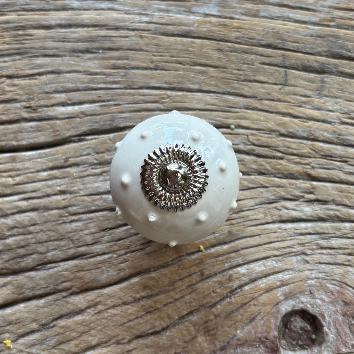 Knob: Ceramic Dotted Cream