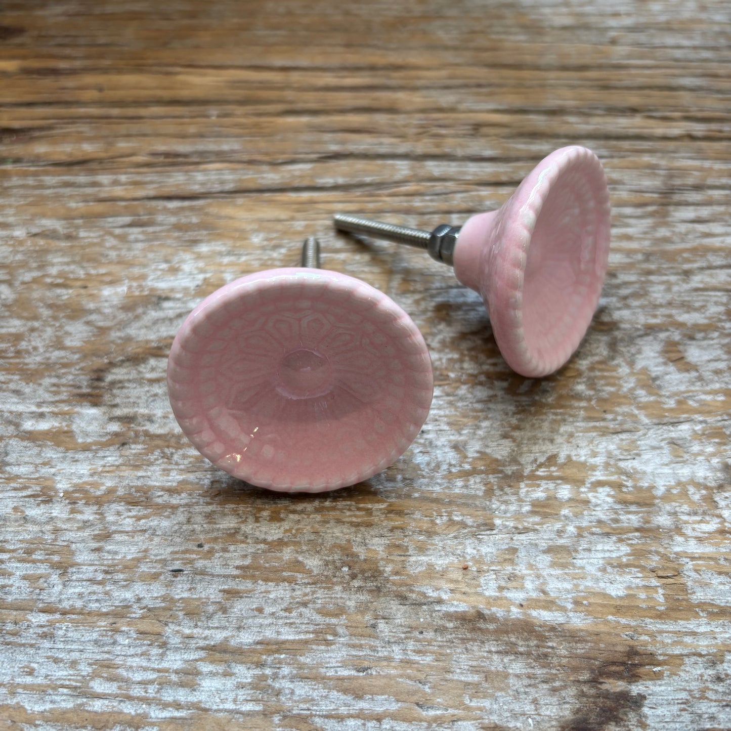 Knob: Embossed Ceramic - Pink