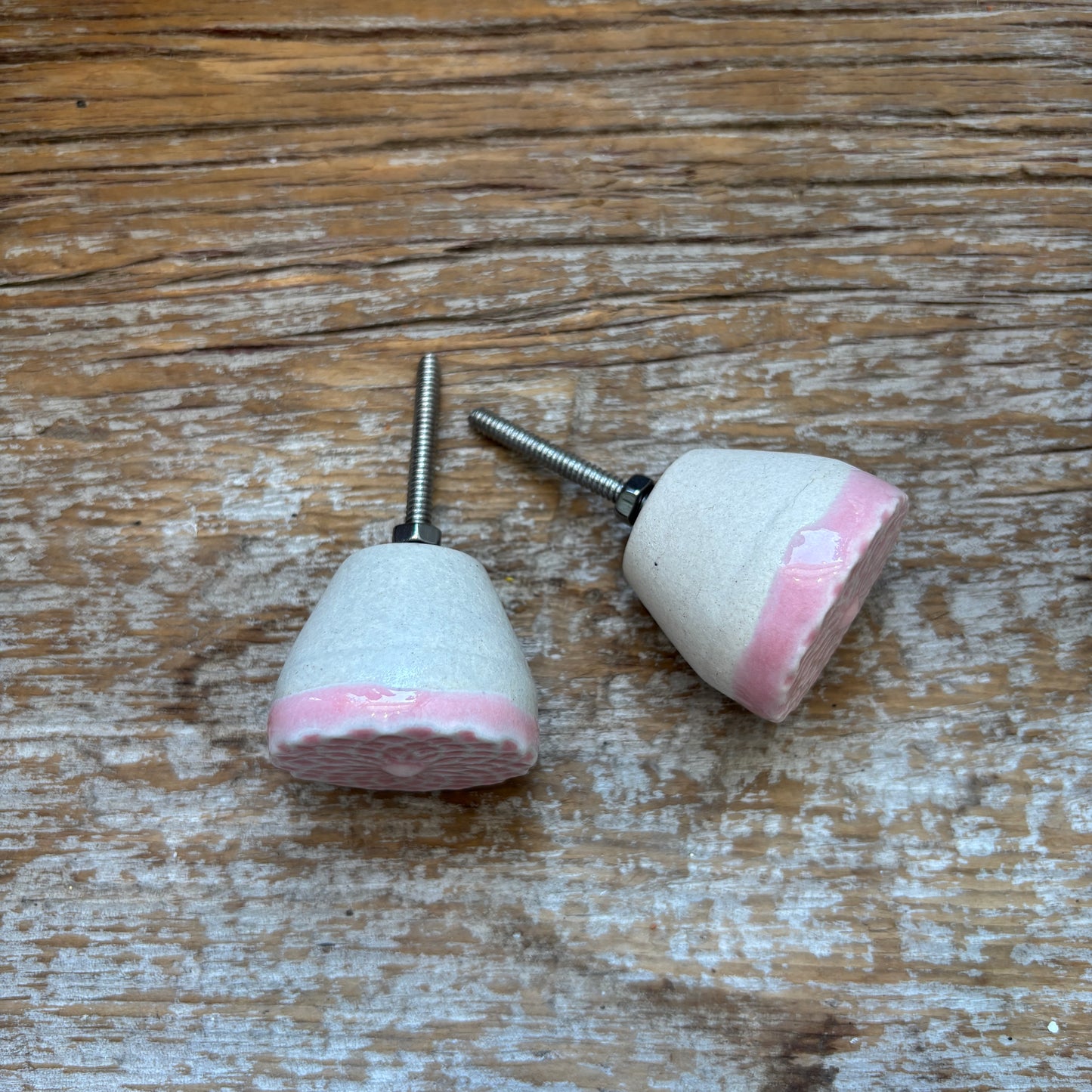 Knob: Ceramic Round Floral - Pink