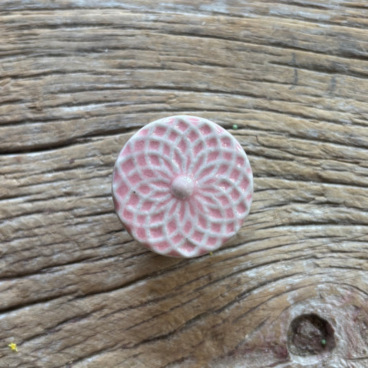 Knob: Ceramic Round Floral - Pink