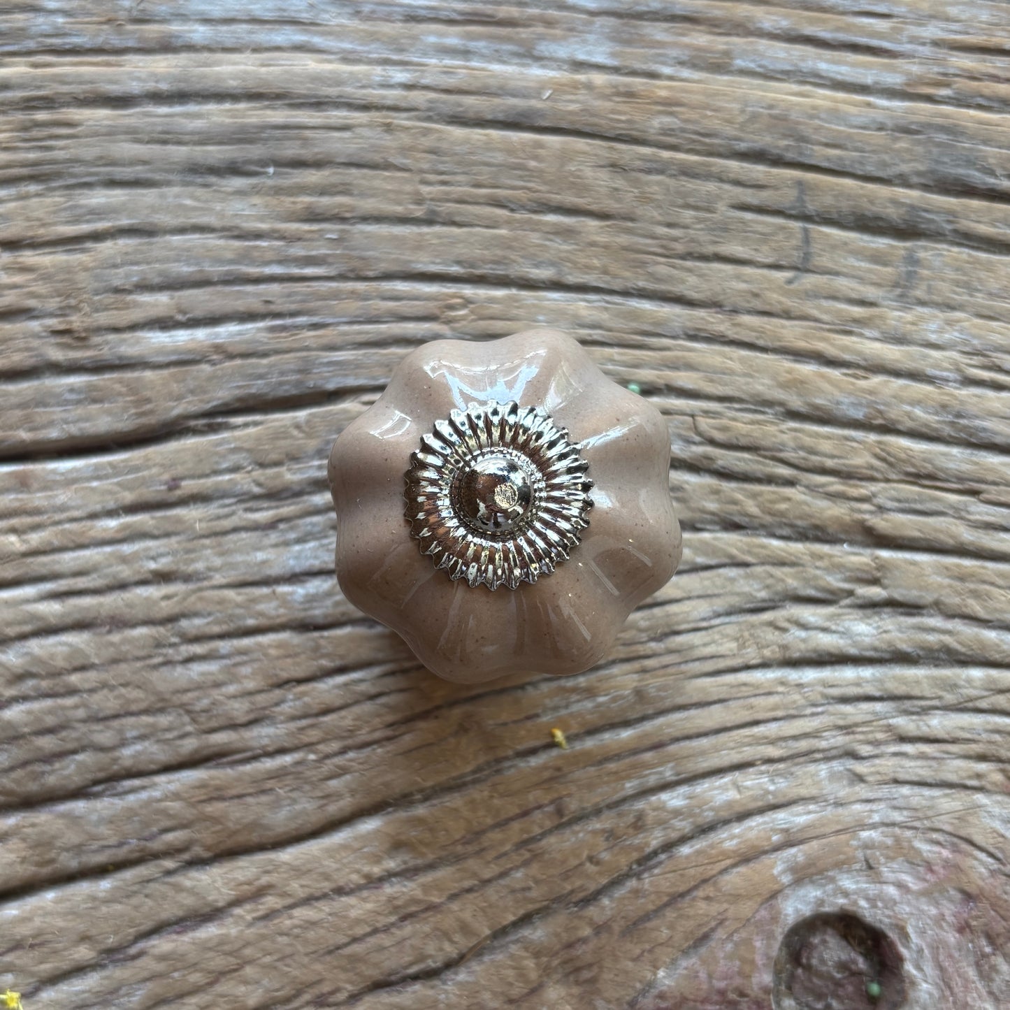 Knob: Ceramic Flower- Taupe