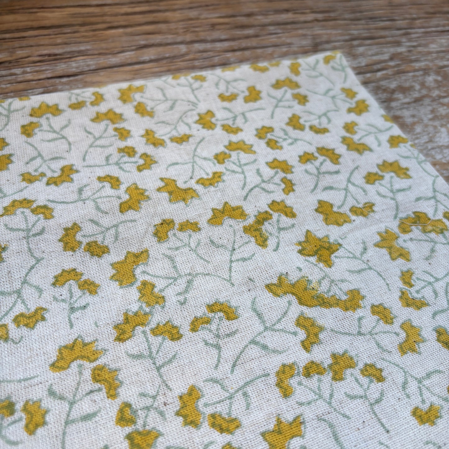 Cotton Block Print Napkin - Yellow Floral