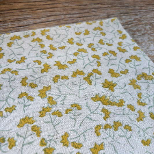 Cotton Block Print Napkin - Yellow Floral