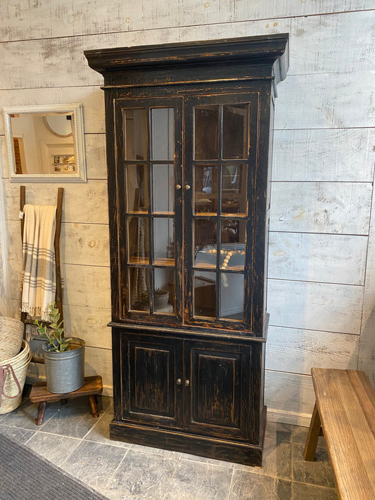 Recycled Pine + Glass Cabinet