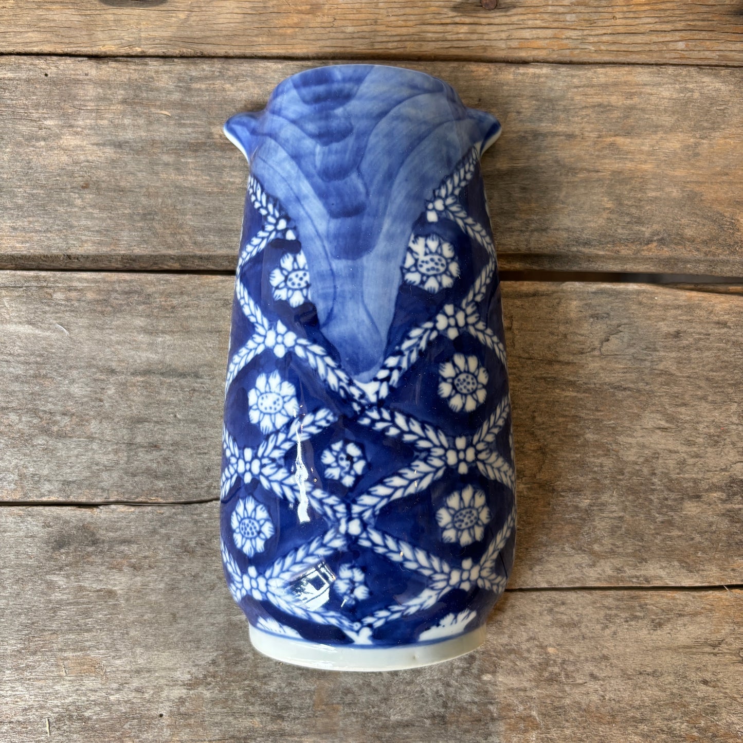 Vintage Blue & White Porcelain Wall Vase