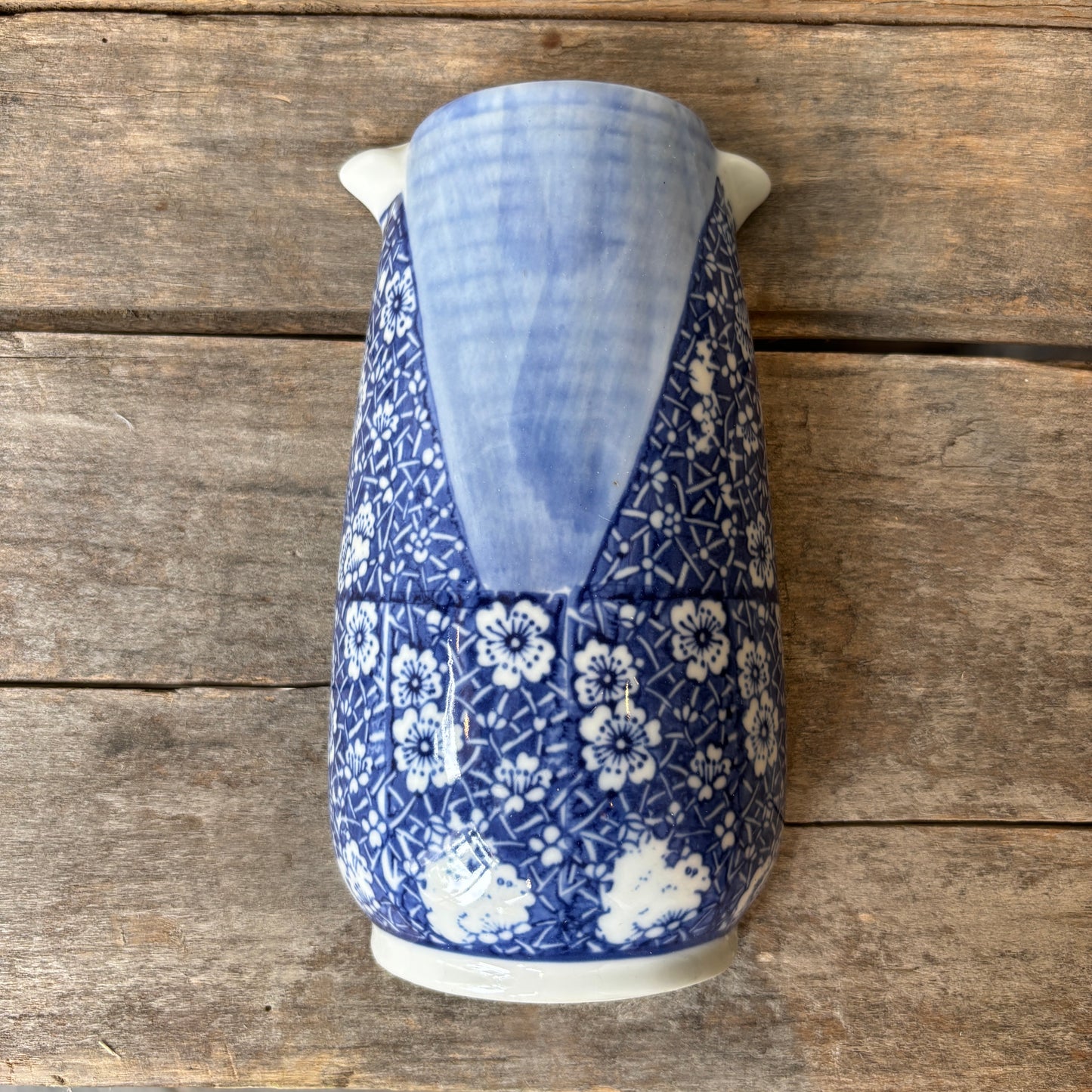 Vintage Blue & White Porcelain Wall Vase
