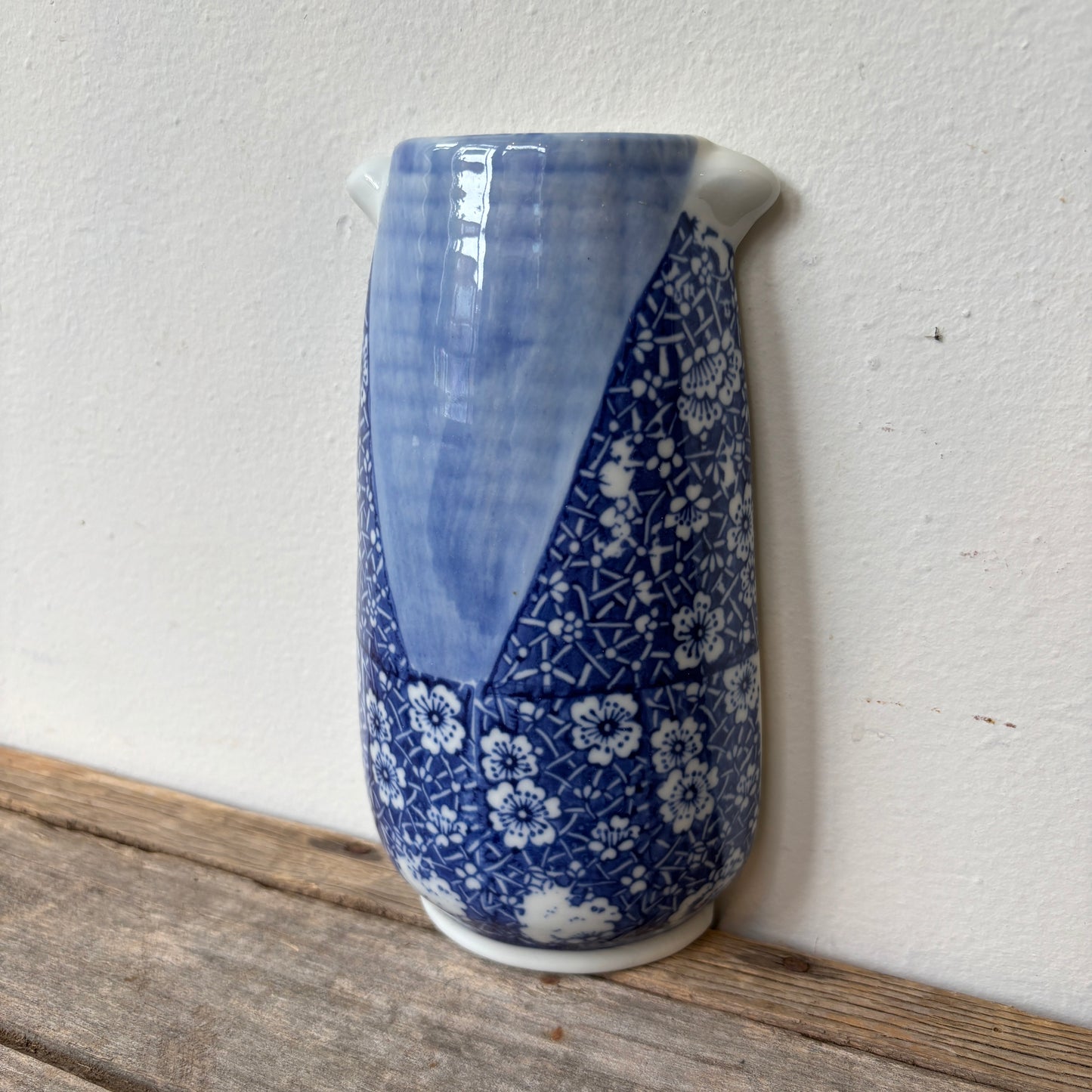Vintage Blue & White Porcelain Wall Vase