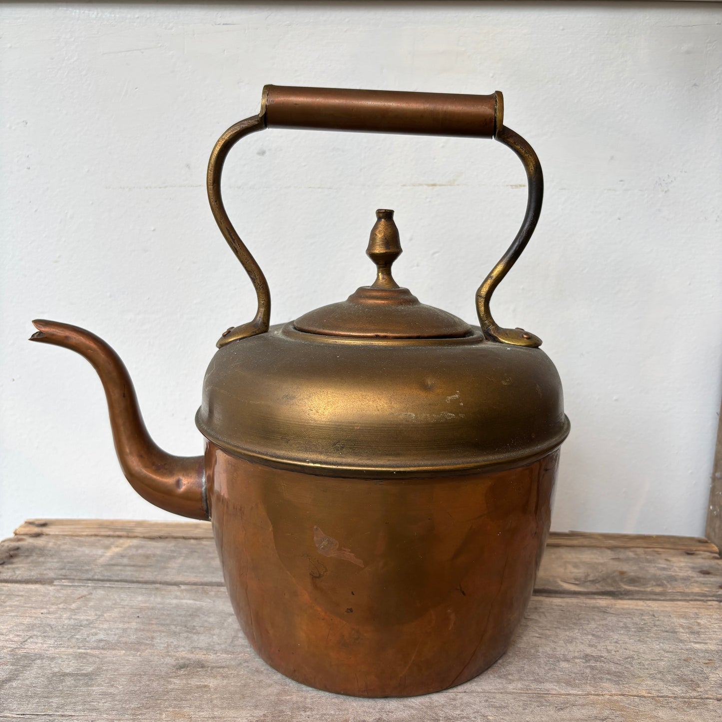Vintage Copper Kettle w/ Goose Neck Spout