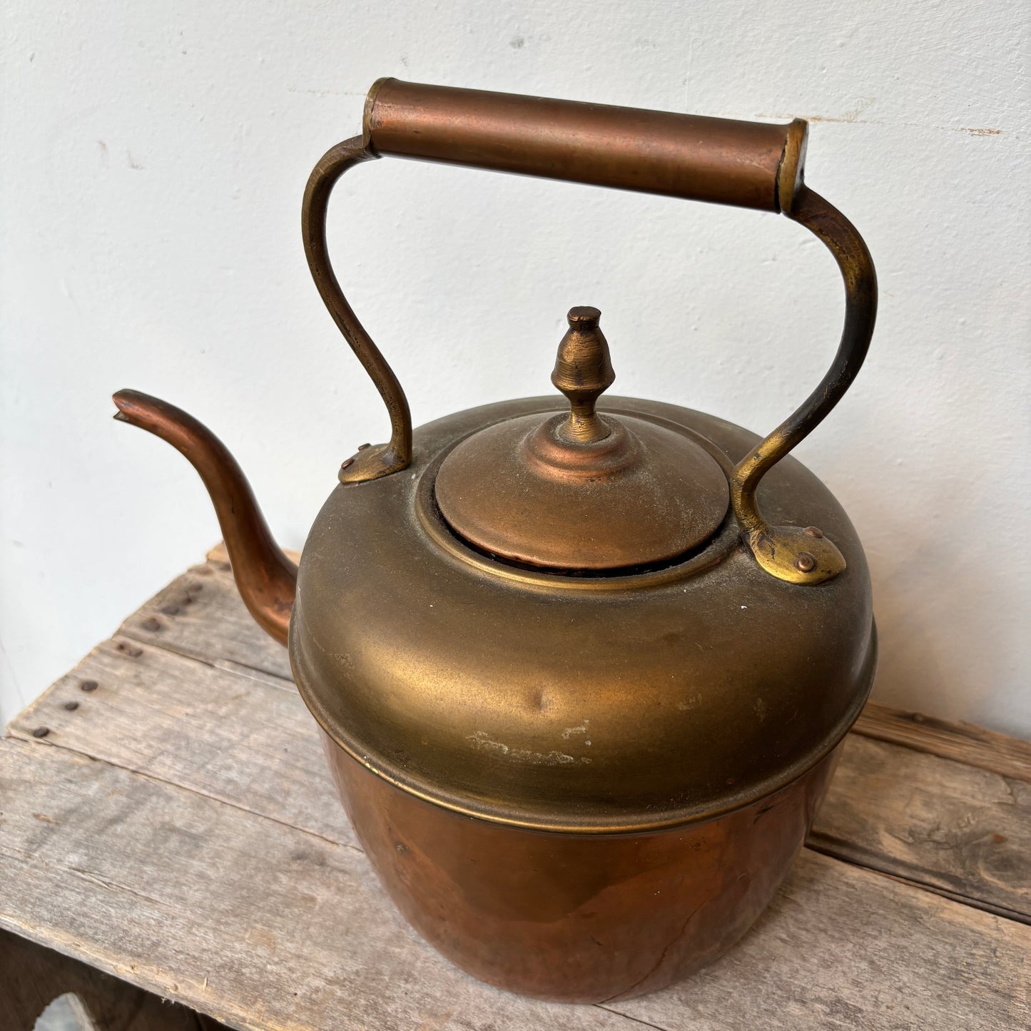 Vintage Copper Kettle w/ Goose Neck Spout