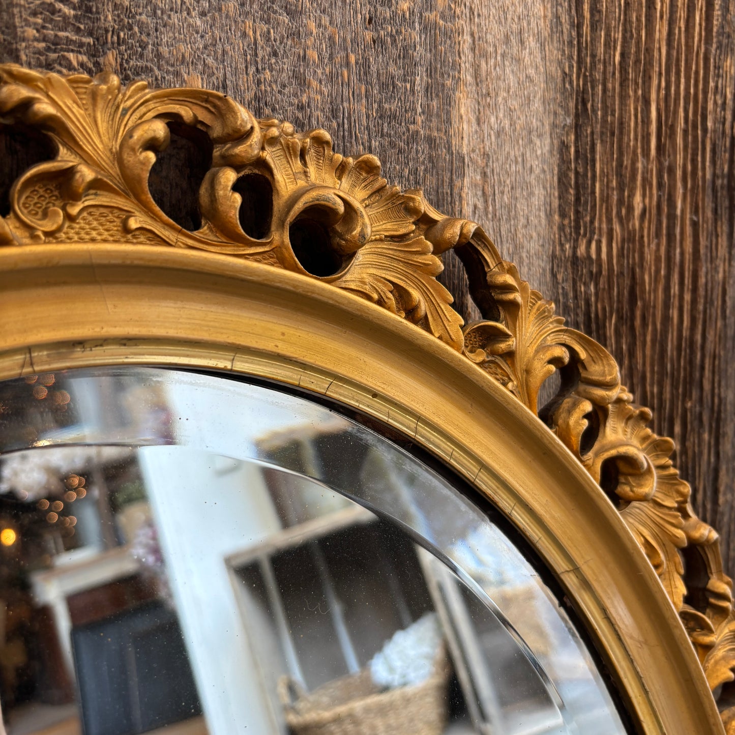 Vintage Ornate Gold Oval Mirror