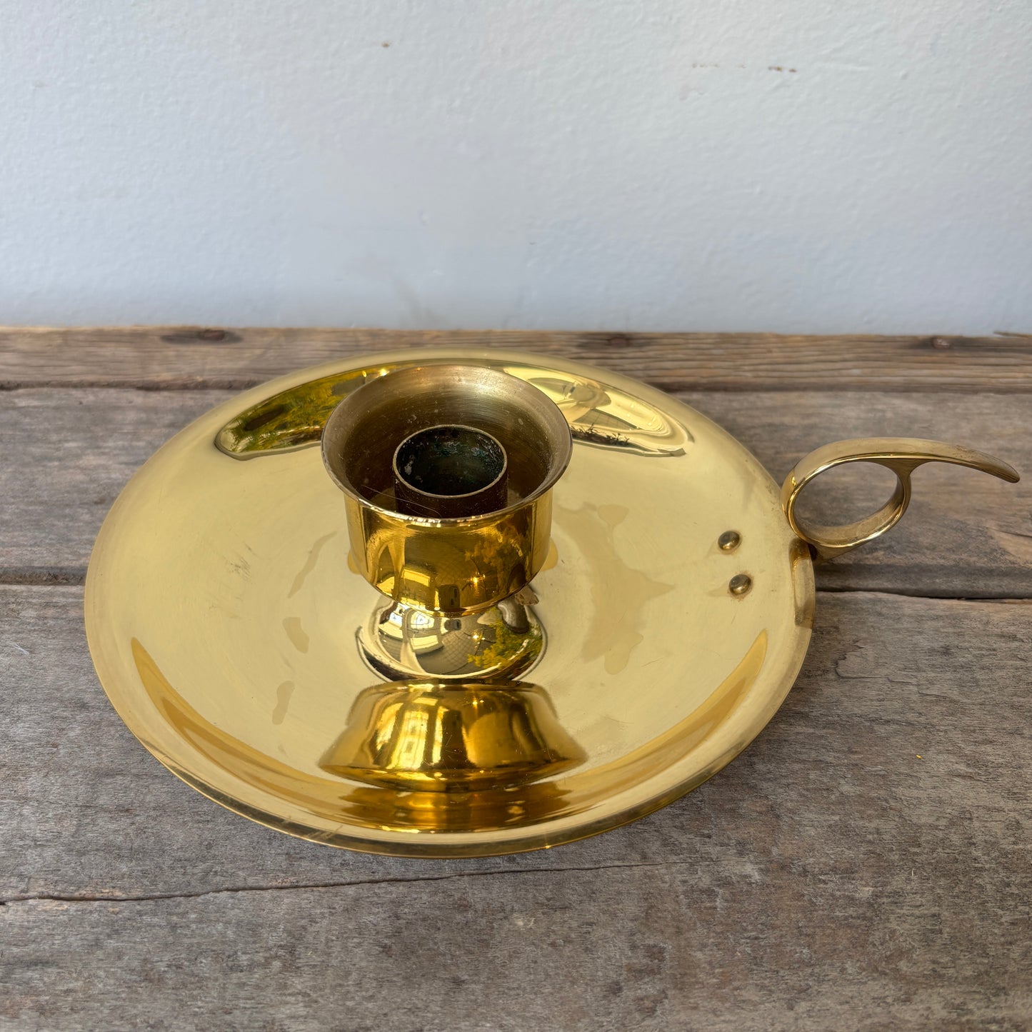 Vintage Brass Finger Loop Candle Holder - LG