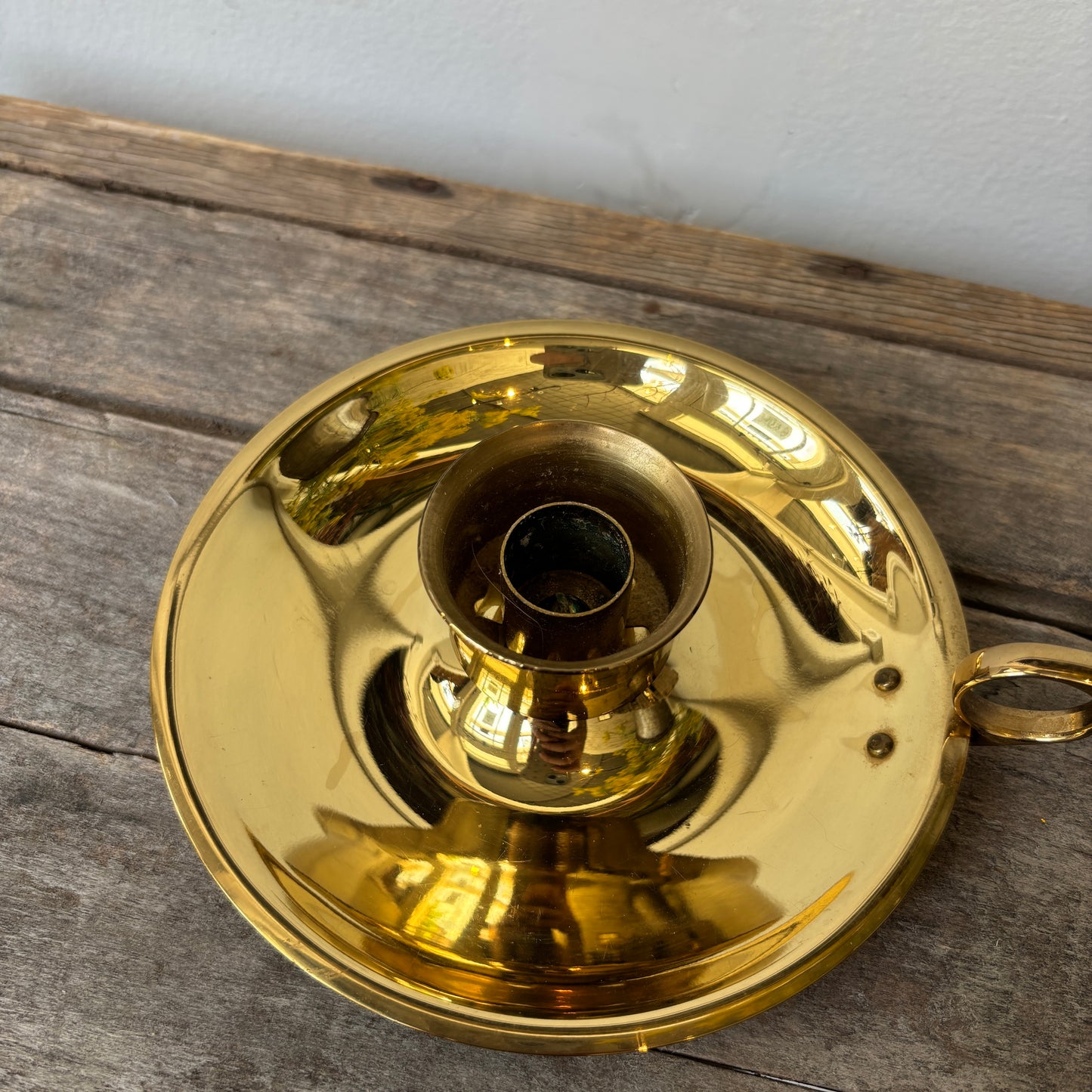 Vintage Brass Finger Loop Candle Holder - LG
