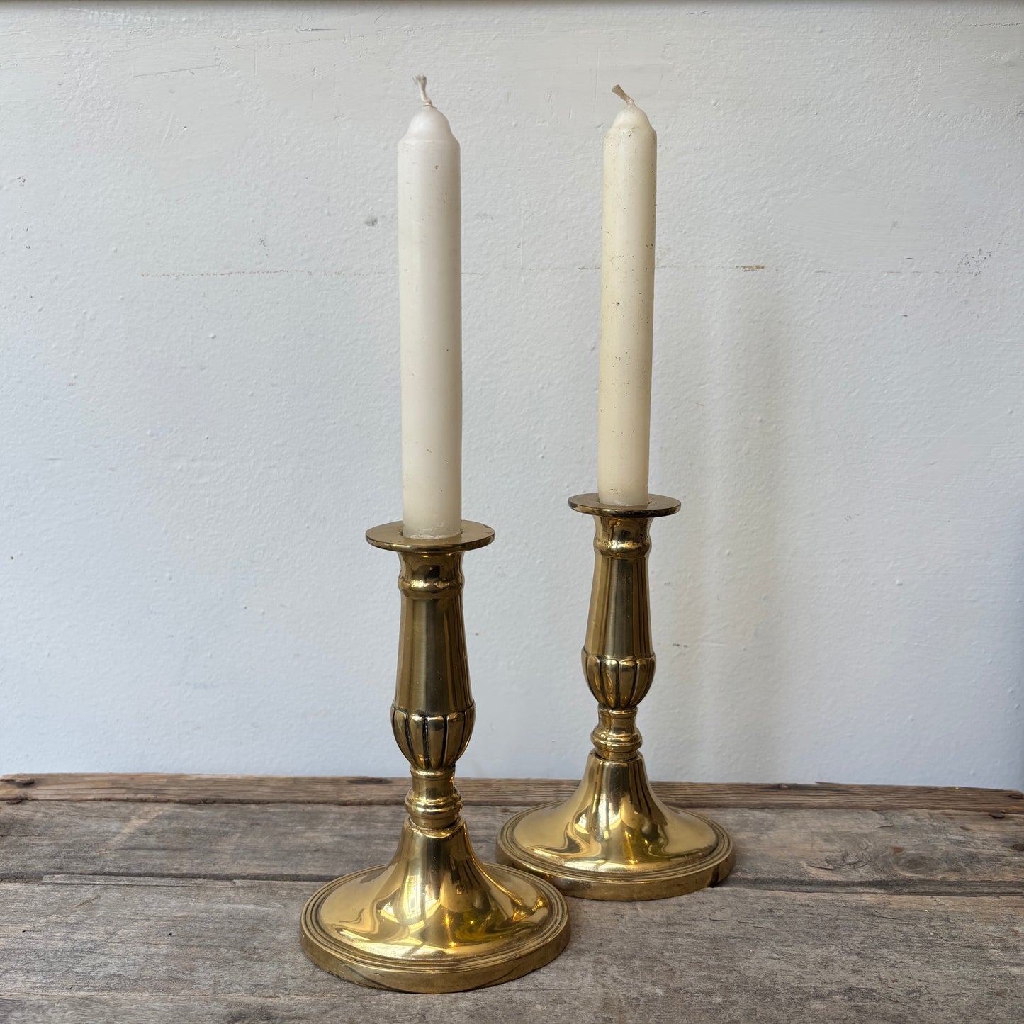 Vintage Brass Candle Holder Set - Oval Base