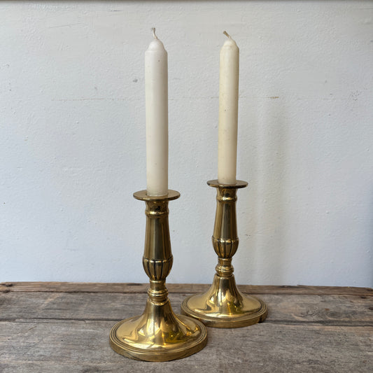 Vintage Brass Candle Holder Set - Oval Base