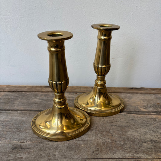 Vintage Brass Candle Holder Set - Oval Base