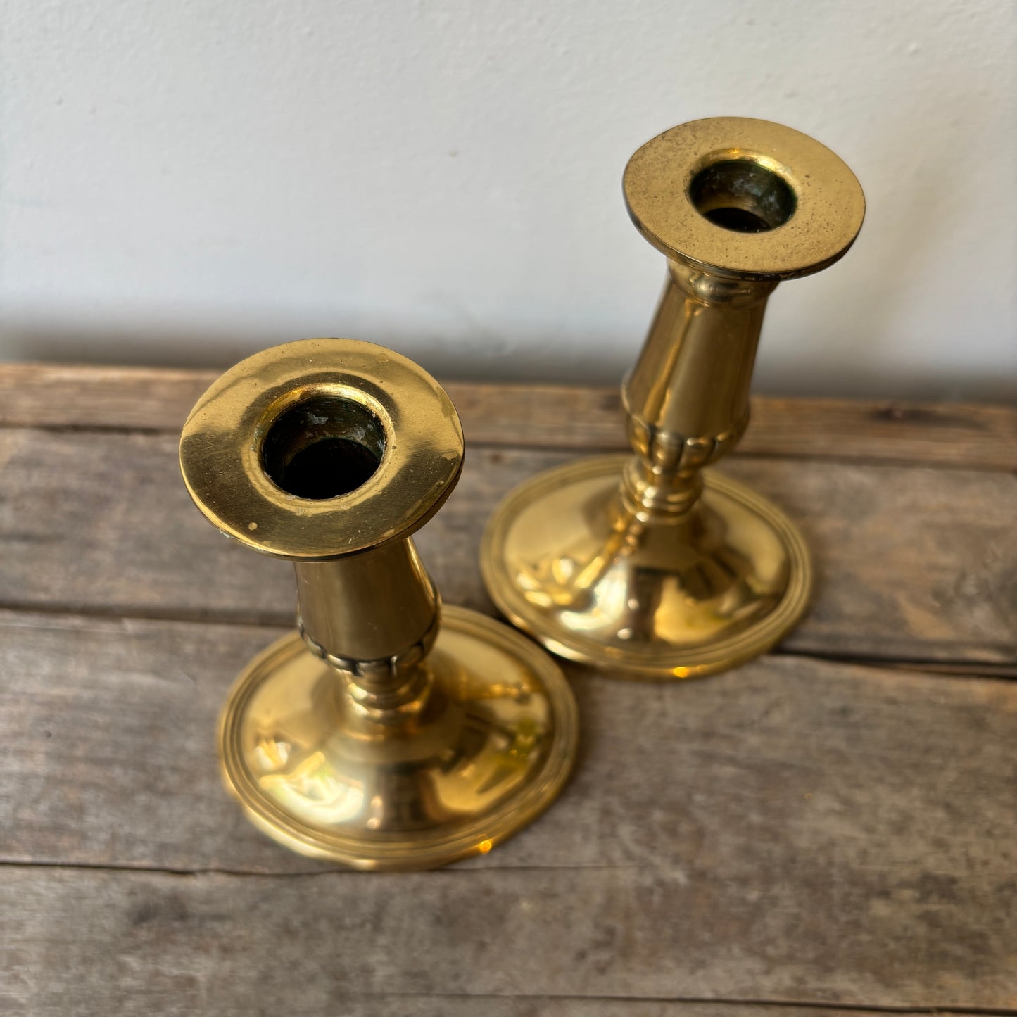 Vintage Brass Candle Holder Set - Oval Base